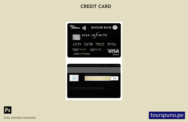 listo para imprimir plantilla de tarjeta de crédito Visa Infinite de Brunei Ba 1